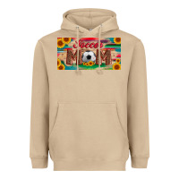 Mushroom soccer mom with ball and sunflower and serape licanse plate Heavyweight Hoodie - Artiststas