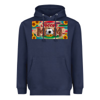 Navy soccer mom with ball and sunflower and serape licanse plate Heavyweight Hoodie - Artiststas