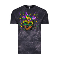 Cloud Black Mardi Gras Dachshund Puppy with Mask Vintage Tee - RanaPortraitStore