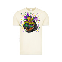 Vintage Arctic Mardi Gras Dachshund Puppy with Mask Vintage Tee - RanaPortraitStore