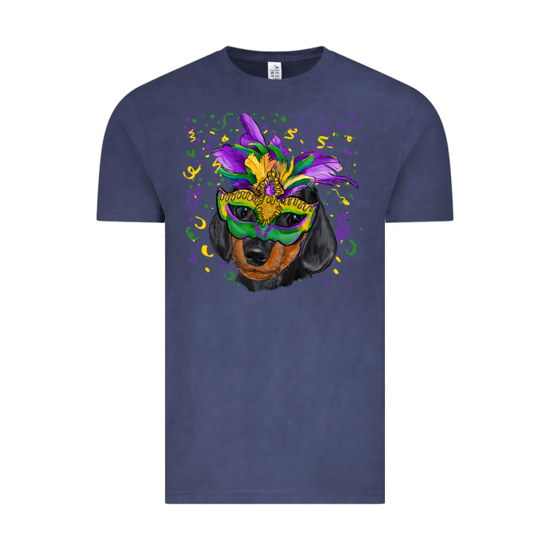Mardi Gras Dachshund Puppy With Mask Vintage Tee by RanaPortraitStore | Teevron