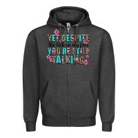 Charcoal Heather yet despite the look on my face you are still talk Zipper Hoodie - AdoDesignShop