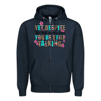 Navy yet despite the look on my face you are still talk Zipper Hoodie - AdoDesignShop