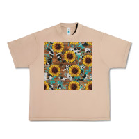 Burro western sunflowers turquoise cowhide seamless background Urban Heavy Tee - RanaPortraitStore
