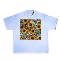 Grape Ice western sunflowers turquoise cowhide seamless background Urban Heavy Tee - RanaPortraitStore