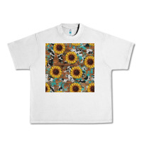 Lunar Rock western sunflowers turquoise cowhide seamless background Urban Heavy Tee - RanaPortraitStore