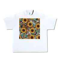 White western sunflowers turquoise cowhide seamless background Urban Heavy Tee - RanaPortraitStore