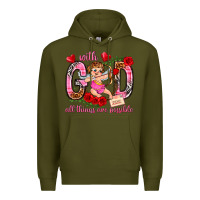 Army Green with god all things are possible Premium Hoodie - NancyCooperArtShop