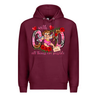 Burgundy with god all things are possible Premium Hoodie - NancyCooperArtShop