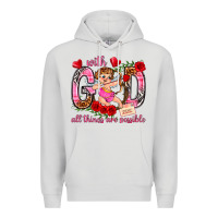 Dove Grey with god all things are possible Premium Hoodie - NancyCooperArtShop