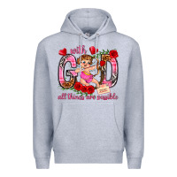 Heather Grey with god all things are possible Premium Hoodie - NancyCooperArtShop