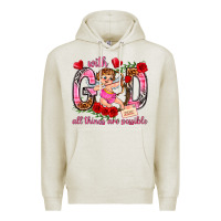 Oatmeal Heather with god all things are possible Premium Hoodie - NancyCooperArtShop
