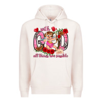 Pale Pink with god all things are possible Premium Hoodie - NancyCooperArtShop