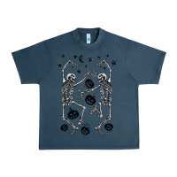 Midnight Navy halloween dancing skeletons Urban Heavy Tee - BarkalooDesign