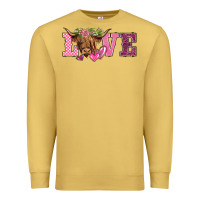 Antique Gold valentine's day love highland cow Premium Sweatshirt - BarkalooDesign