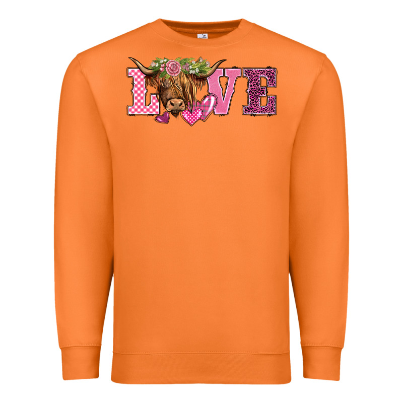Valentine's Day Love Highland Cow Premium Sweatshirt by BarkalooDesign | Teevron