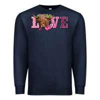 Navy valentine's day love highland cow Premium Sweatshirt - BarkalooDesign