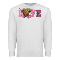 Oatmeal Heather valentine's day love highland cow Premium Sweatshirt - BarkalooDesign