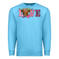 Ocean Blue valentine's day love highland cow Premium Sweatshirt - BarkalooDesign