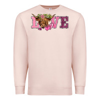 Pale Pink valentine's day love highland cow Premium Sweatshirt - BarkalooDesign