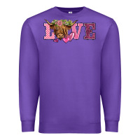Purple valentine's day love highland cow Premium Sweatshirt - BarkalooDesign