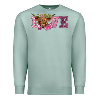Seafoam valentine's day love highland cow Premium Sweatshirt - BarkalooDesign