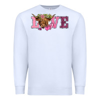 White valentine's day love highland cow Premium Sweatshirt - BarkalooDesign