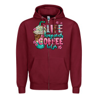 Burgundy life happens coffee  helps Zipper Hoodie - AdoDesignShop