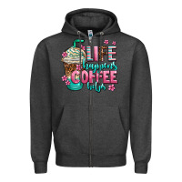 Charcoal Heather life happens coffee  helps Zipper Hoodie - AdoDesignShop