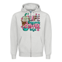 Dove Grey life happens coffee  helps Zipper Hoodie - AdoDesignShop