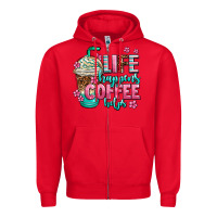 Red life happens coffee  helps Zipper Hoodie - AdoDesignShop