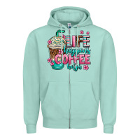 Seafoam life happens coffee  helps Zipper Hoodie - AdoDesignShop