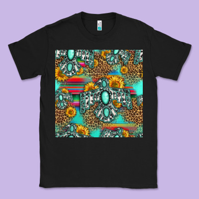 Western Turquoise Thunderbird Seamless Pattern Classic Tee Designed By Hra Design Shop