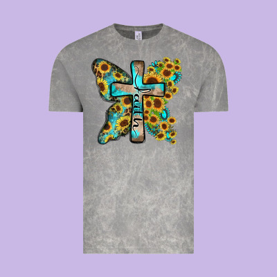 Faith Sunflower Cross Vintage Tee Designed By Zillion Design Studio
