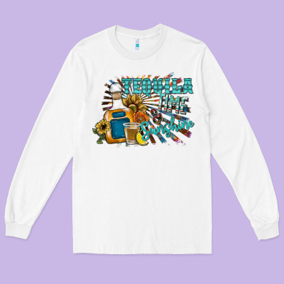 Tequila Time & Sunshine Long Sleeve Tee Designed By Sublimationcraftshop