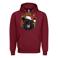 Burgundy christmas black angus Zipper Hoodie - JahusDesignShop