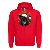 Red christmas black angus Zipper Hoodie - JahusDesignShop