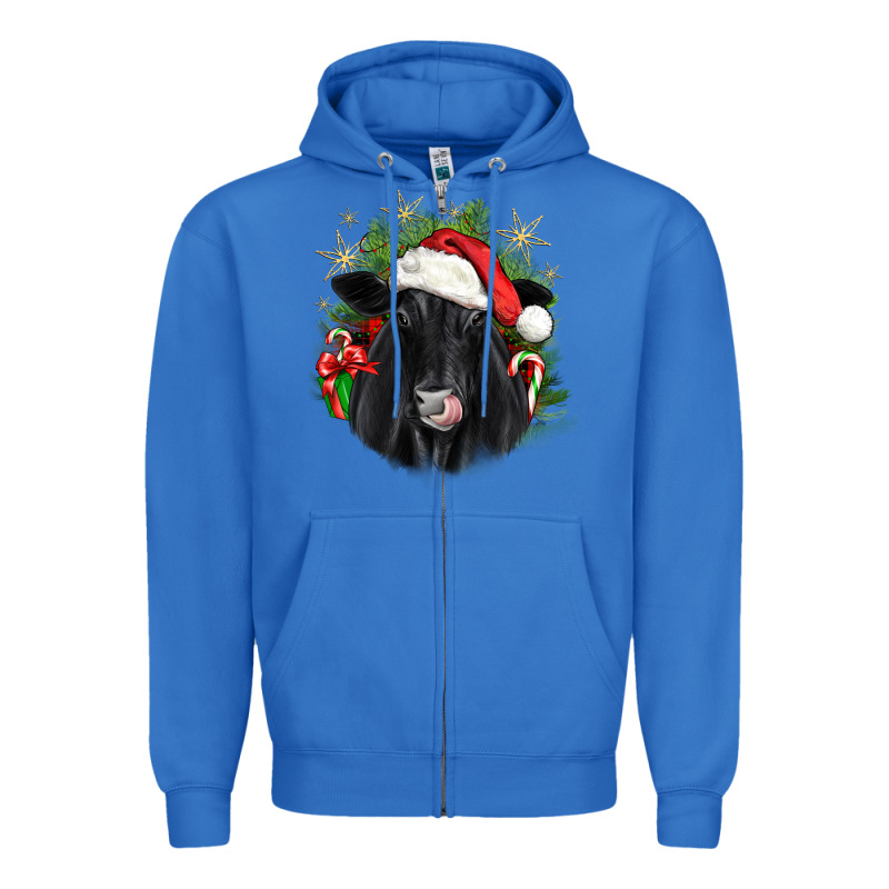 Christmas Black Angus Zipper Hoodie by JahusDesignShop | Teevron