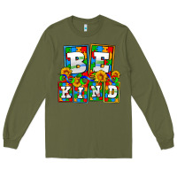 Army Green bee kind autism Long Sleeve Tee - AdoDesignShop