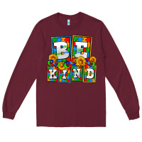 Burgundy bee kind autism Long Sleeve Tee - AdoDesignShop