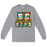 Heather Grey bee kind autism Long Sleeve Tee - AdoDesignShop