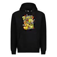 Black vintage softball Premium Hoodie - MaliasSmallBusiness
