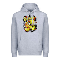 Heather Grey vintage softball Premium Hoodie - MaliasSmallBusiness