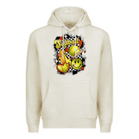 Oatmeal Heather vintage softball Premium Hoodie - MaliasSmallBusiness
