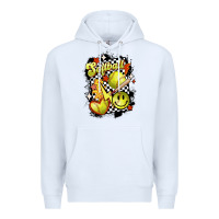 White vintage softball Premium Hoodie - MaliasSmallBusiness