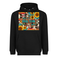 Black just a small town girl with gemstone sunflower serape and cowhide Heavyweight Hoodie - Artiststas