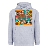 Heather Grey just a small town girl with gemstone sunflower serape and cowhide Heavyweight Hoodie - Artiststas