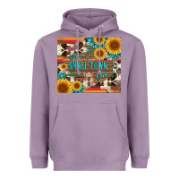 Lavender just a small town girl with gemstone sunflower serape and cowhide Heavyweight Hoodie - Artiststas