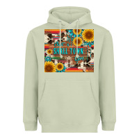 Matcha just a small town girl with gemstone sunflower serape and cowhide Heavyweight Hoodie - Artiststas