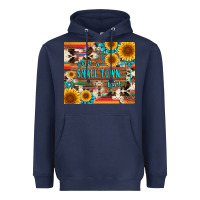 Navy just a small town girl with gemstone sunflower serape and cowhide Heavyweight Hoodie - Artiststas